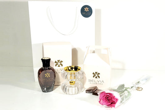 pink single rose with gift 3